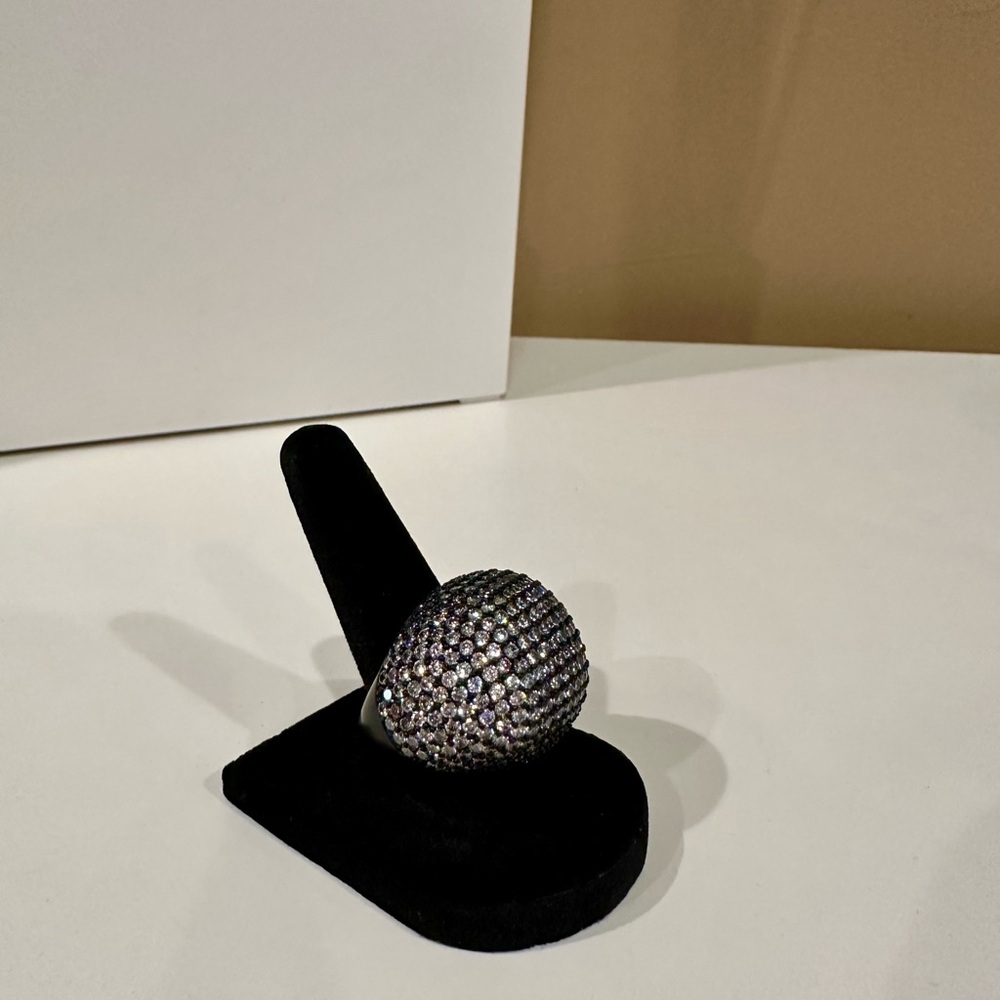 nOir Jewelry Big CZ Pave and Gunmetal Ring -NWOT